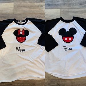 Mom & Dad Mini and Mickey Baseball T